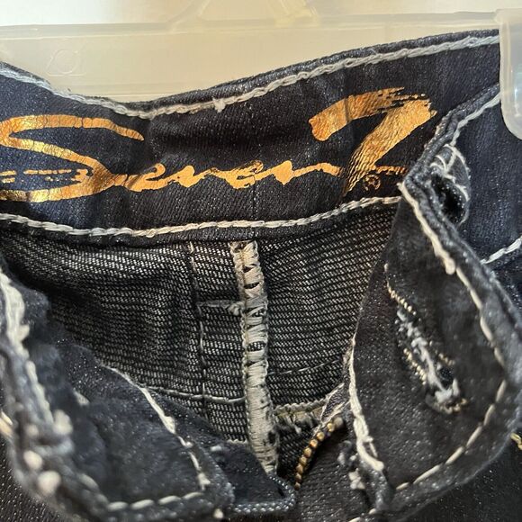 Seven 7‎ Boot Low rise Jeans Women's Sz 28 Y2K Dark Wash Denim Embellished Bling - Picture 4 of 6